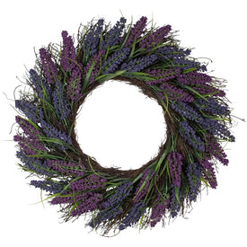 22" Unlit Lavender Spiral Vine Wreath