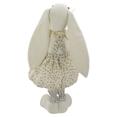 14.5" Beige and Cream Standing Girl Easter Bunny Rabbit Spring Figure