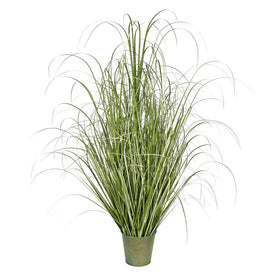 48" Artificial Native Green Grass in Iron Pot