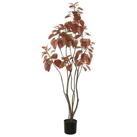 4' Artificial Red Rogot Rurple Tree in Plastic Pot