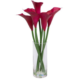 24" Artificial Purple Calla Lilies in Clear Vase Acrylic Water