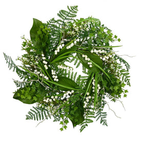 24" Artificial White Mini Flowers Greenery Wreath