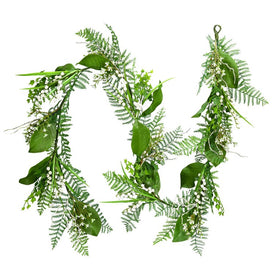 6' Artificial White Mini Flowers and Greenery Garland