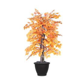 4' Artificial Golden Aspen Bush in Rattan Basket