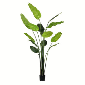 7' Artificial Traveller's Palm Tree with 14 Leaves in Pot