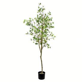 72" Artificial Milan Leaf Tree in Pot