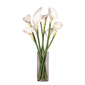24" Artificial White Calla Lilies in Clear Vase Acrylic Water
