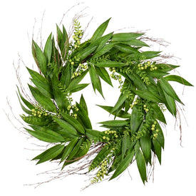 Vickerman 24" Artificial Green Willow Wreath.