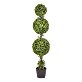 5' Artificial UV-Resistant Boxwood Triple Ball in Plastic Pot