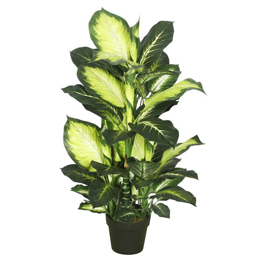 40" Artificial Green and White Dieffenbachia in Plastic Pot