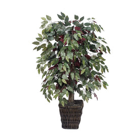 4' Artificial Capensia Bush in Square Willow Basket