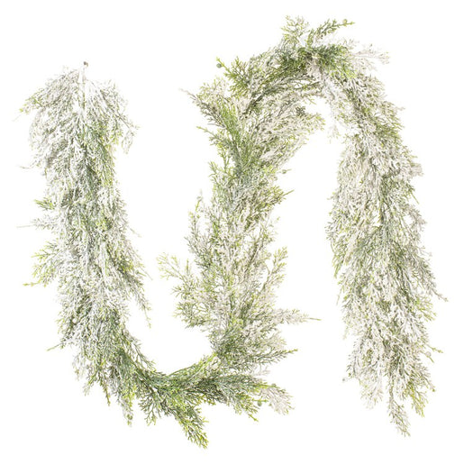75" Artificial Cedar Snowy Garland
