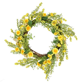 24" Artificial Yellow Sunflower Wreath