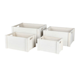 White Wooden Boxes with Handles Set of 4