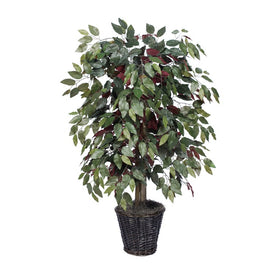 4' Artificial Capensia Bush in Rattan Basket