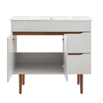 Harvest 36" Single Bathroom Vanity with White Ceramic Top and Integrated Sink