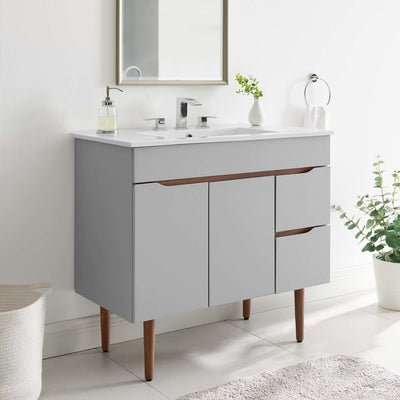 Harvest 36" Single Bathroom Vanity with White Ceramic Top and Integrated Sink