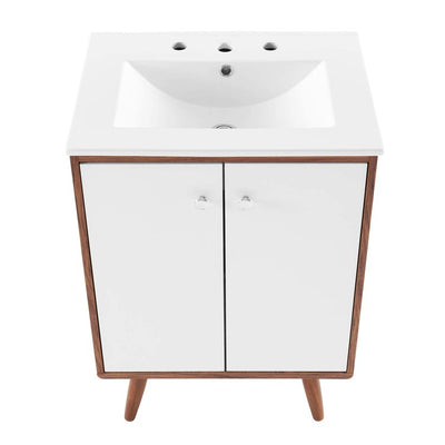 Transmit 24" Single Bathroom Vanity with White Ceramic Top and Integrated Sink
