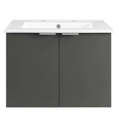 Maybelle 24" Single Wall-Mount Bathroom Vanity with White Ceramic Top and Integrated Sink