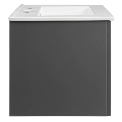 Maybelle 24" Single Wall-Mount Bathroom Vanity with White Ceramic Top and Integrated Sink