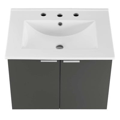 Maybelle 24" Single Wall-Mount Bathroom Vanity with White Ceramic Top and Integrated Sink