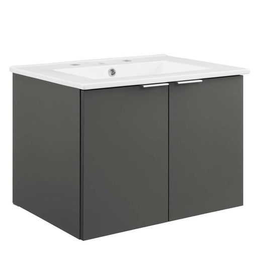 Maybelle 24" Single Wall-Mount Bathroom Vanity with White Ceramic Top and Integrated Sink