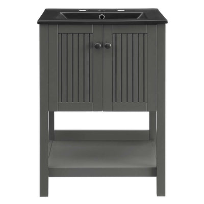 Steam 24" Single Bathroom Vanity with Black Ceramic Top and Integrated Sink