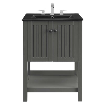 Steam 24" Single Bathroom Vanity with Black Ceramic Top and Integrated Sink