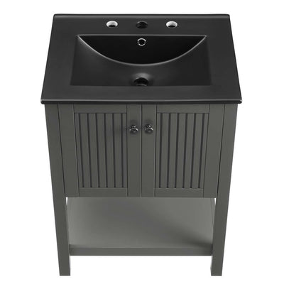 Steam 24" Single Bathroom Vanity with Black Ceramic Top and Integrated Sink