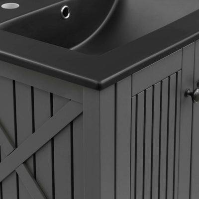 Steam 24" Single Bathroom Vanity with Black Ceramic Top and Integrated Sink