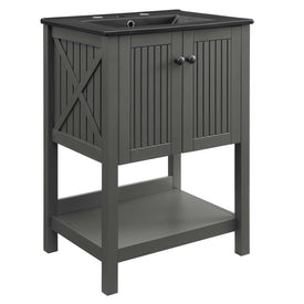 Steam 24" Single Bathroom Vanity with Black Ceramic Top and Integrated Sink