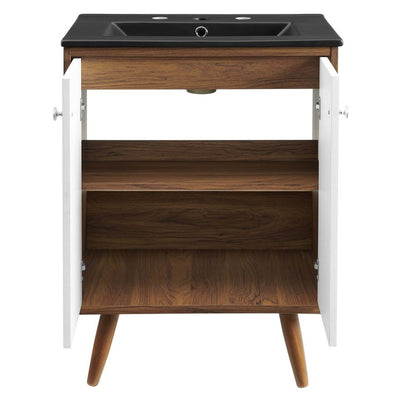 Transmit 24" Single Bathroom Vanity with Black Ceramic Top and Integrated Sink