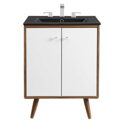 Transmit 24" Single Bathroom Vanity with Black Ceramic Top and Integrated Sink