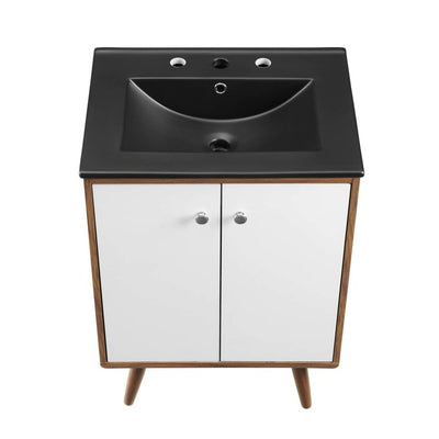 Transmit 24" Single Bathroom Vanity with Black Ceramic Top and Integrated Sink