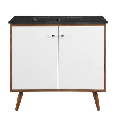 Transmit 36" Single Bathroom Vanity with Black Ceramic Top and Integrated Sink