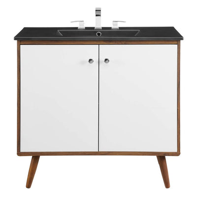Transmit 36" Single Bathroom Vanity with Black Ceramic Top and Integrated Sink