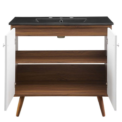 Transmit 36" Single Bathroom Vanity with Black Ceramic Top and Integrated Sink