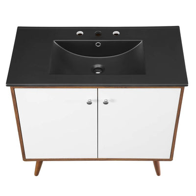 Transmit 36" Single Bathroom Vanity with Black Ceramic Top and Integrated Sink