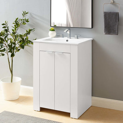 Maybelle 24" Single Bathroom Vanity with White Ceramic Top and Integrated Sink