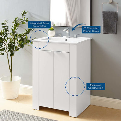 Maybelle 24" Single Bathroom Vanity with White Ceramic Top and Integrated Sink