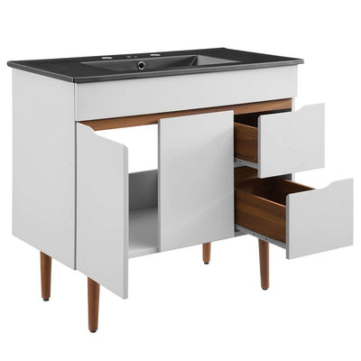 Harvest 36" Single Bathroom Vanity with Black Ceramic Top and Integrated Sink