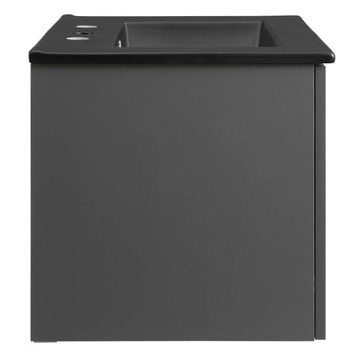 Maybelle 24" Single Wall-Mount Bathroom Vanity with Black Ceramic Top and Integrated Sink