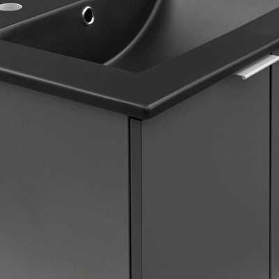 Maybelle 24" Single Wall-Mount Bathroom Vanity with Black Ceramic Top and Integrated Sink
