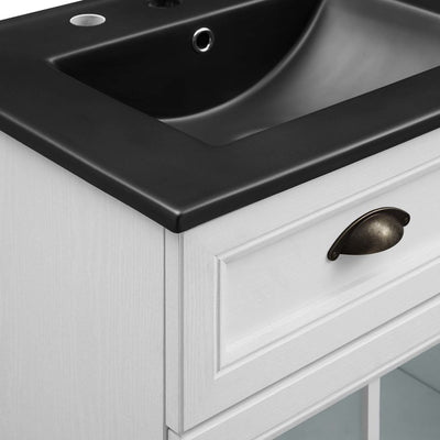 Isle 48" Double Bathroom Vanity Cabinet with Black Ceramic Top and Integrated Sinks