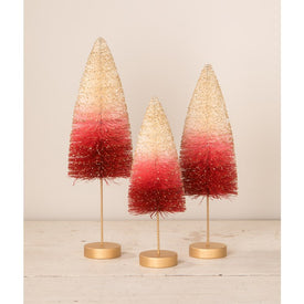 Strawberries & Cream Bottle Brush Trees Set of 3