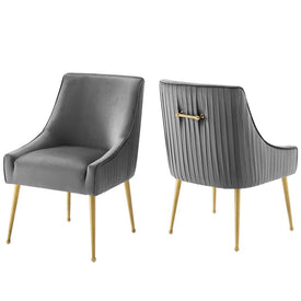 Discern Pleated Back Upholstered Performance Velvet Dining Chairs Set of 2