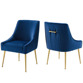 Discern Pleated Back Upholstered Performance Velvet Dining Chairs Set of 2