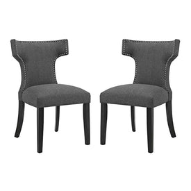 Curve Fabric Dining Side Chairs Set of 2