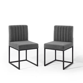 Carriage Dining Chair Upholstered Fabric Set of 2