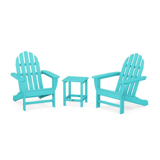 Classic Folding Adirondack Three-Piece Set with Long Island 18" Side Table - Aruba